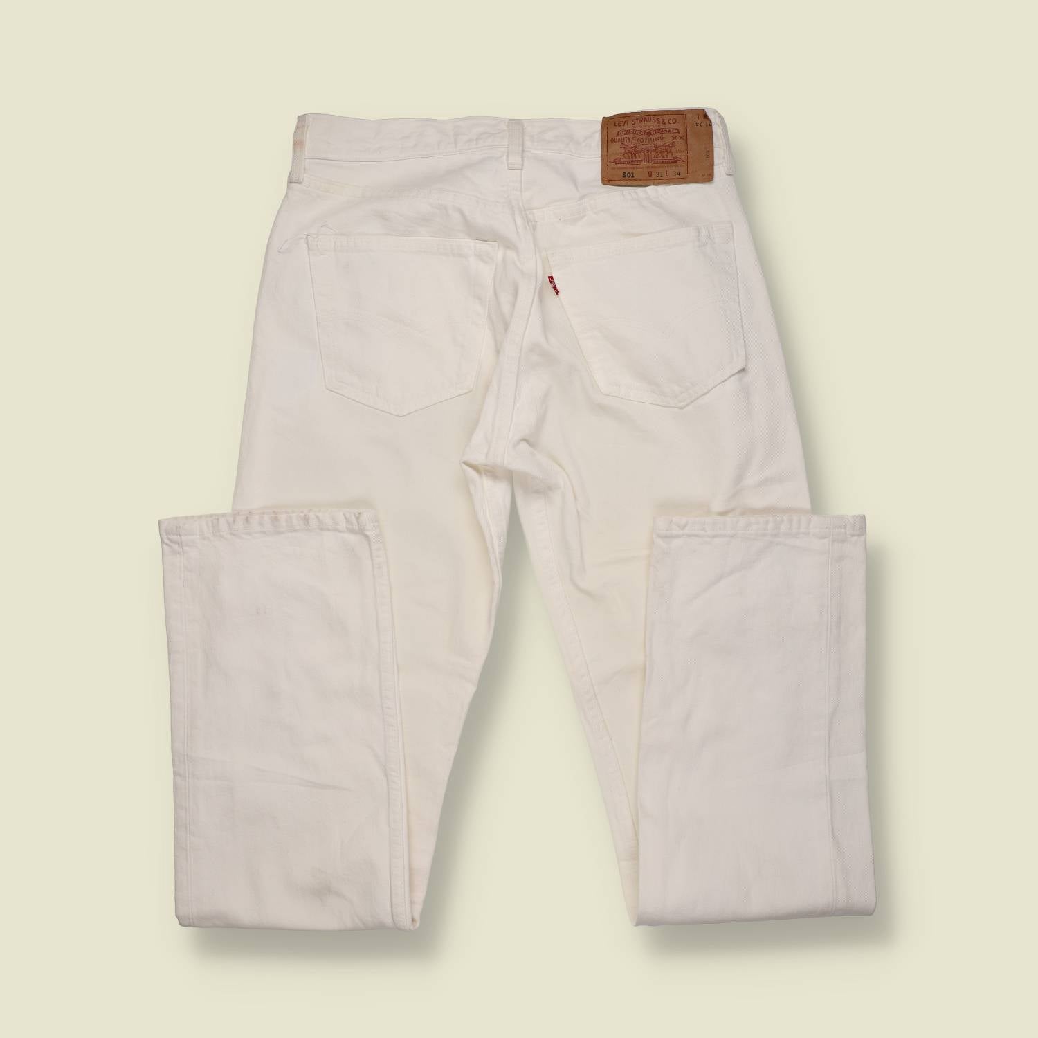 1980s–1990s | Levi’s 501 | Made in USA | White Denim – w30