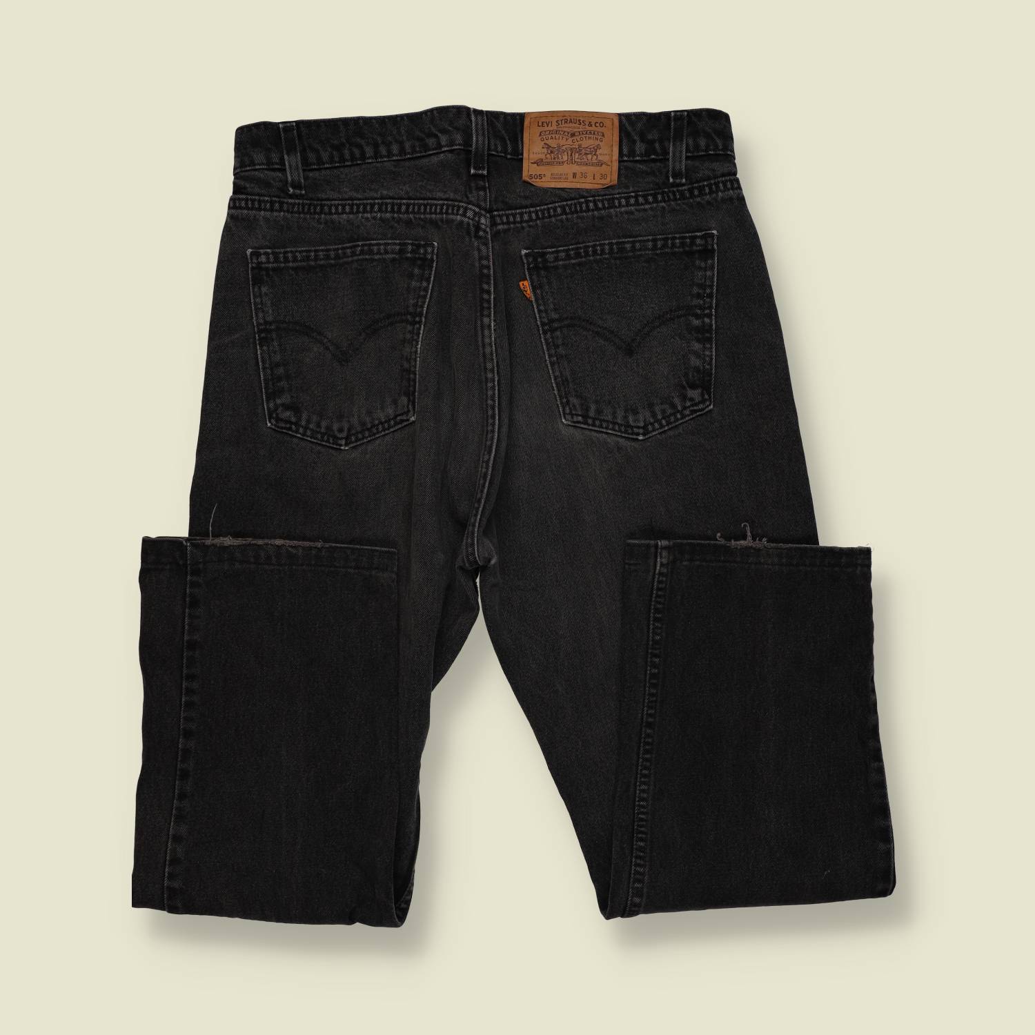 1980s–1990s | Levi’s 505 | Orange Tab | Made in Mexico of USA Components | Black Denim – w34
