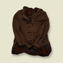 1970s | Made in Britain | Wool Duffle Coat | Brown - S