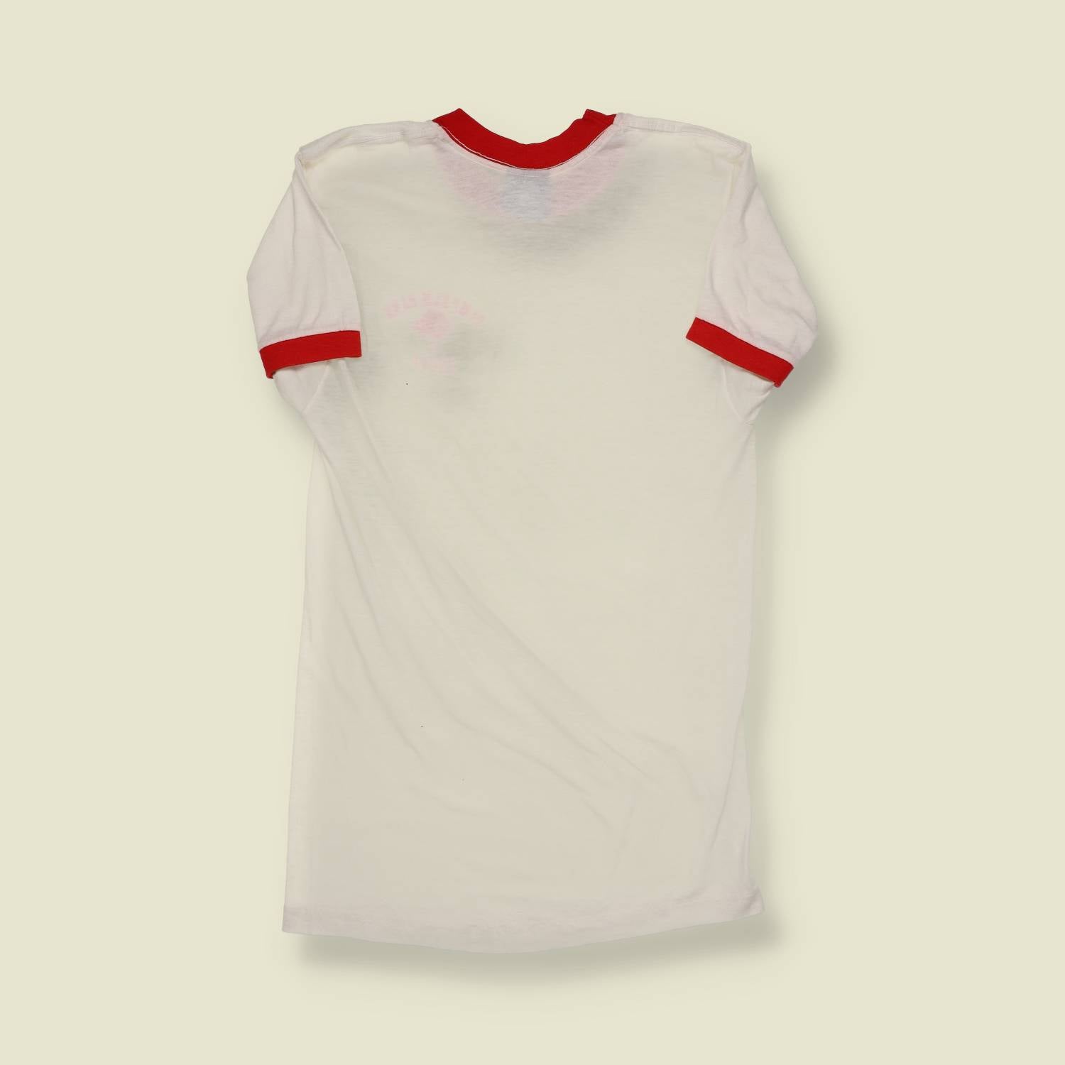 1970s | Sneakers | Made in USA | Camp Elm Bank Staff Ringer T-Shirt | White / Red - XXS