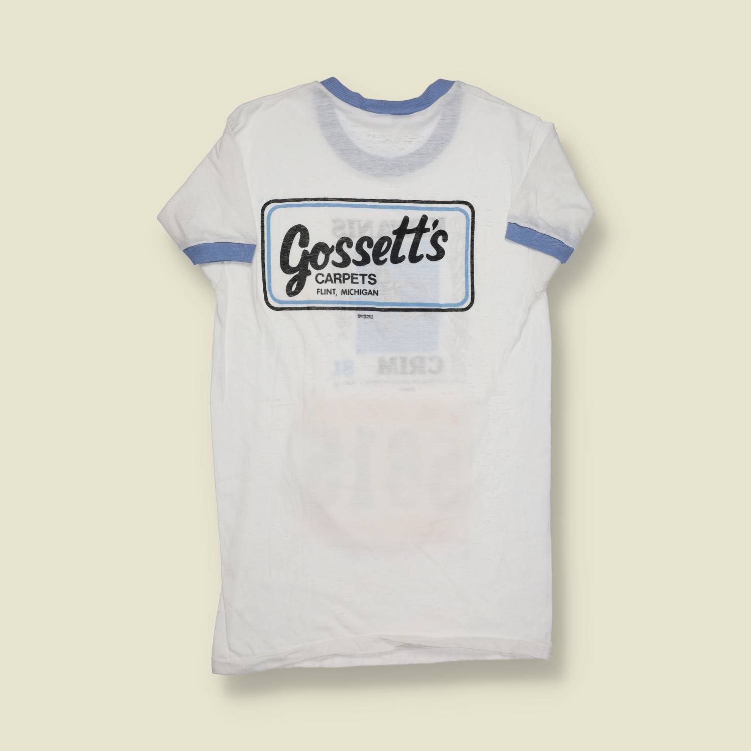 1981 | Adidas | Bobby Crim Road Race Ringer T-Shirt with Original Race Bib | White / Blue – XS