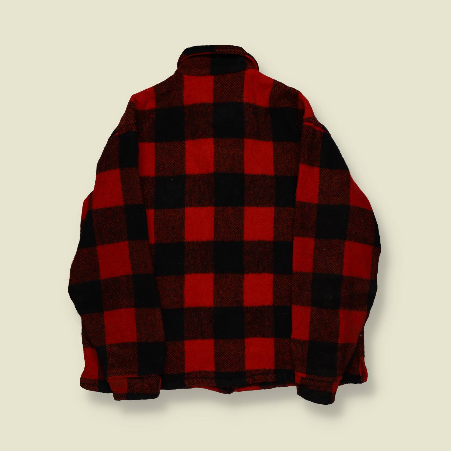 1950s | Sears Sportswear | Wool Buffalo Check Jacket | Red & Black | Made in USA – XL