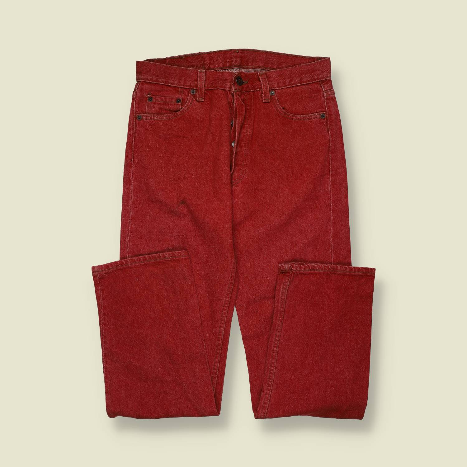 1980s–1990s | Levi’s | 501 Jeans | Washed Red Denim | Made in USA – w30