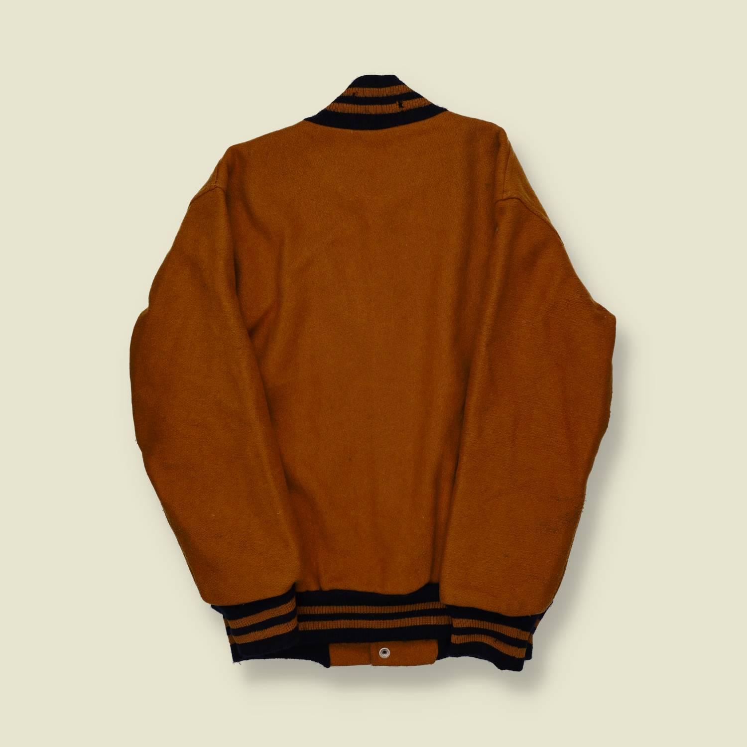 1970s | Sporting | Wool Varsity Jacket | Forensics Patch | Mustard & Black – M