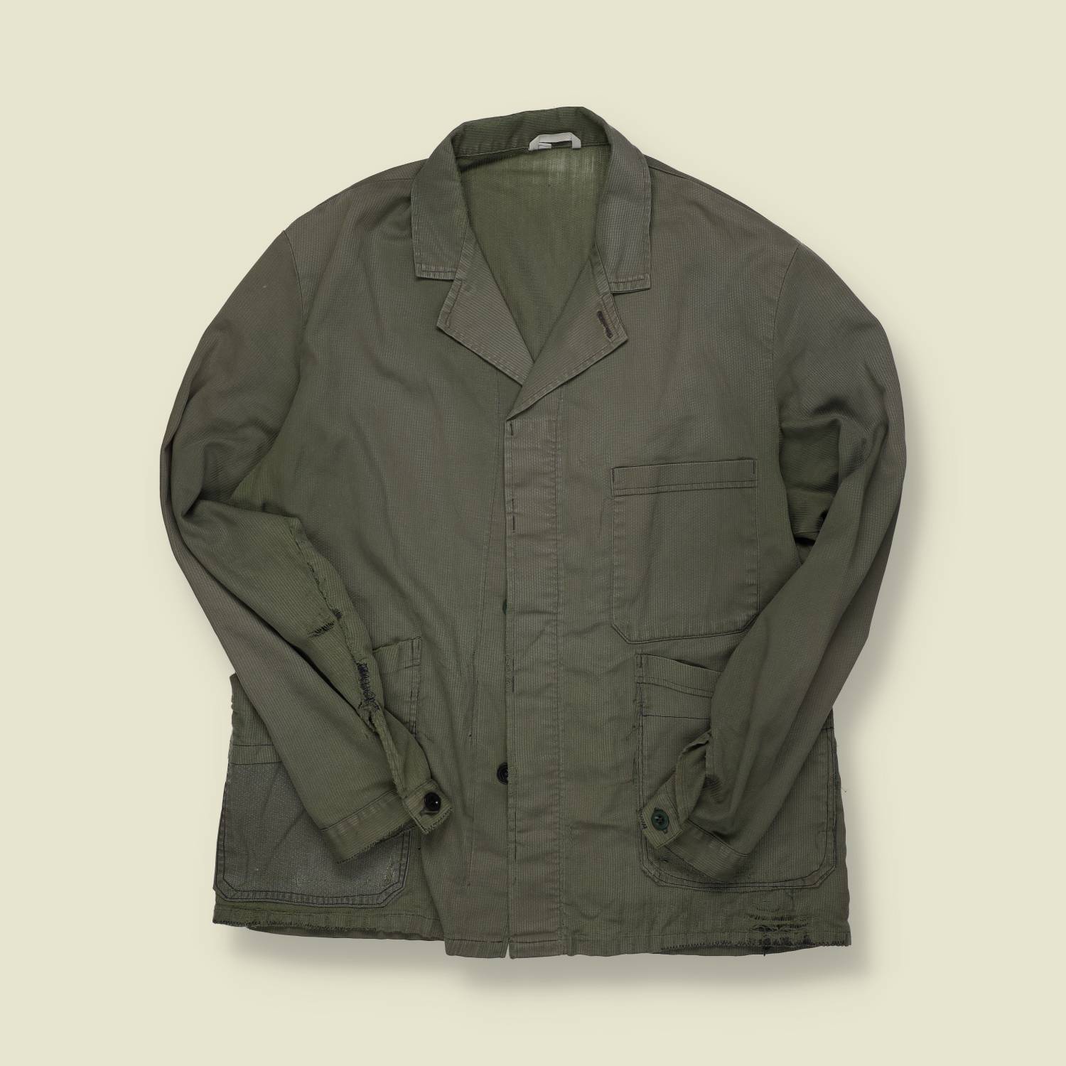 1980s | European Workwear | Chore Coat | Olive Green – L/XL