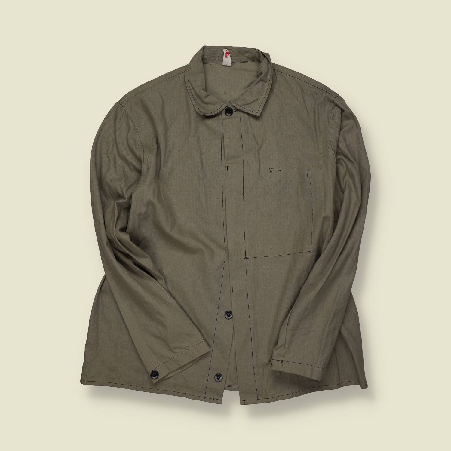 1980s | European Workwear | Chore Coat | Khaki – L/XL