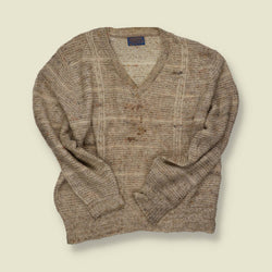 1970s | Pendleton | Wool V-Neck Jumper | Oatmeal Fleck – L/XL