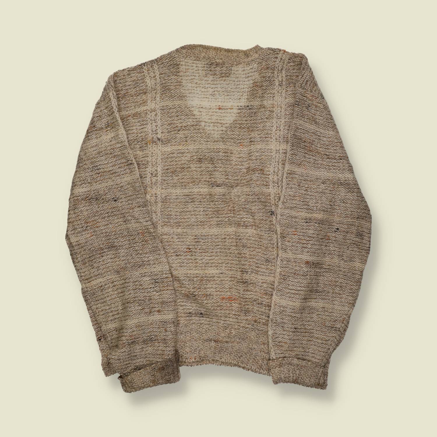 1970s | Pendleton | Wool V-Neck Jumper | Oatmeal Fleck – L/XL