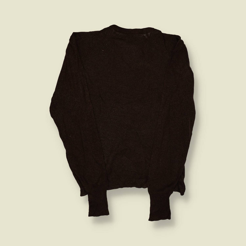 1980s | Pendleton Country Traditionals | Lambswool V-Neck Jumper | Dark Brown – L/XL