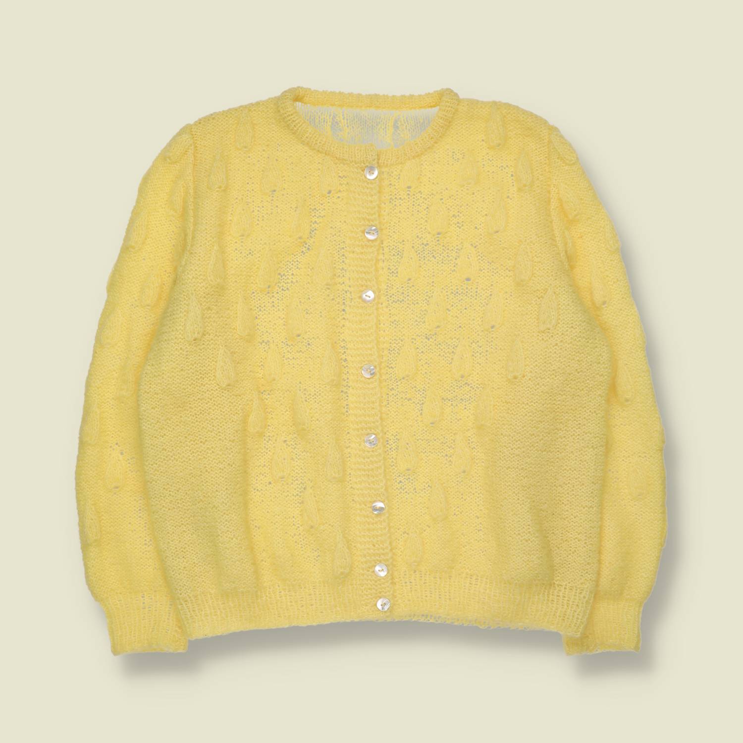 1970s | Hand Knitted Light Cardigan | Yellow - 12