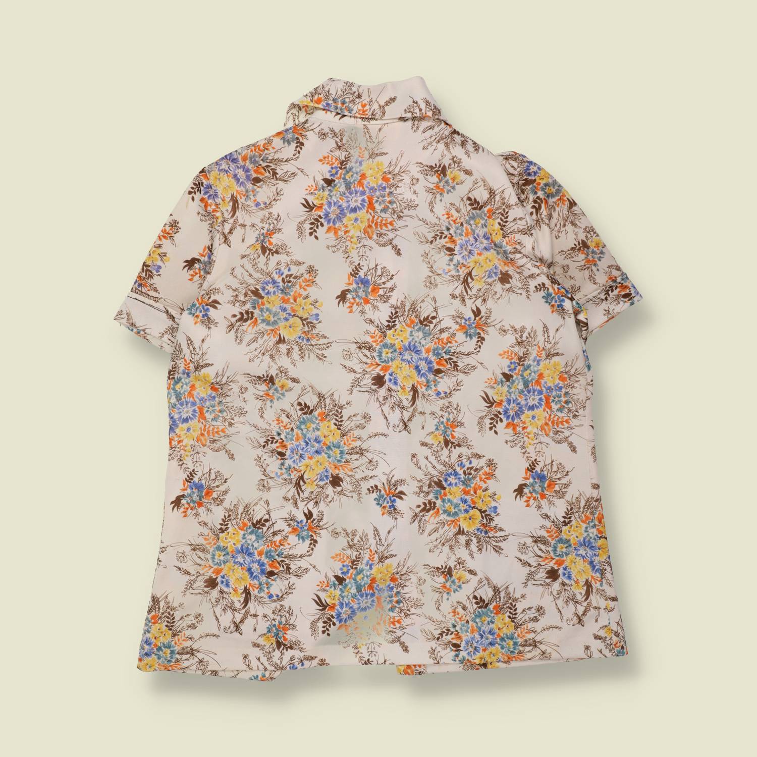 1970s | Floral Blouse | Pale Pink - 14