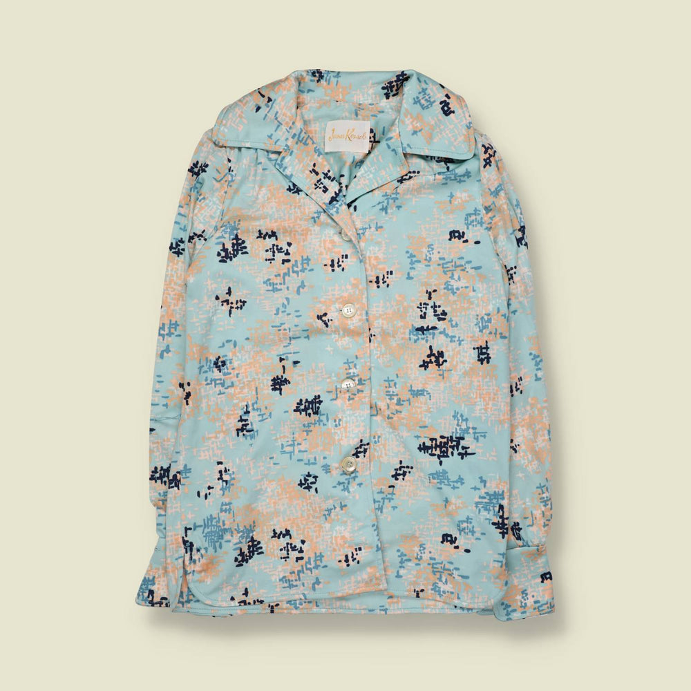1970s | Jane Kernob | Printed Blouse | Blue - 10