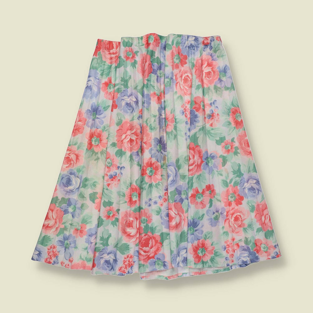 1980s | Floral Skirt - w34