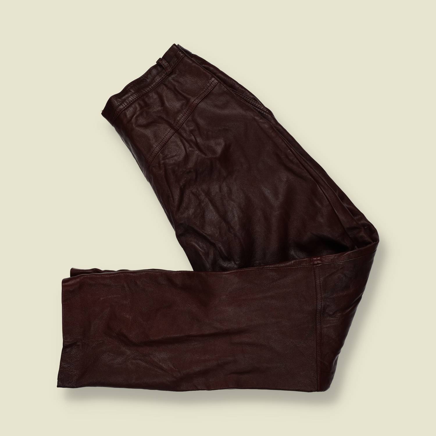 1970s–1980s | Gingette | Leather Trousers | Dark Red - w30