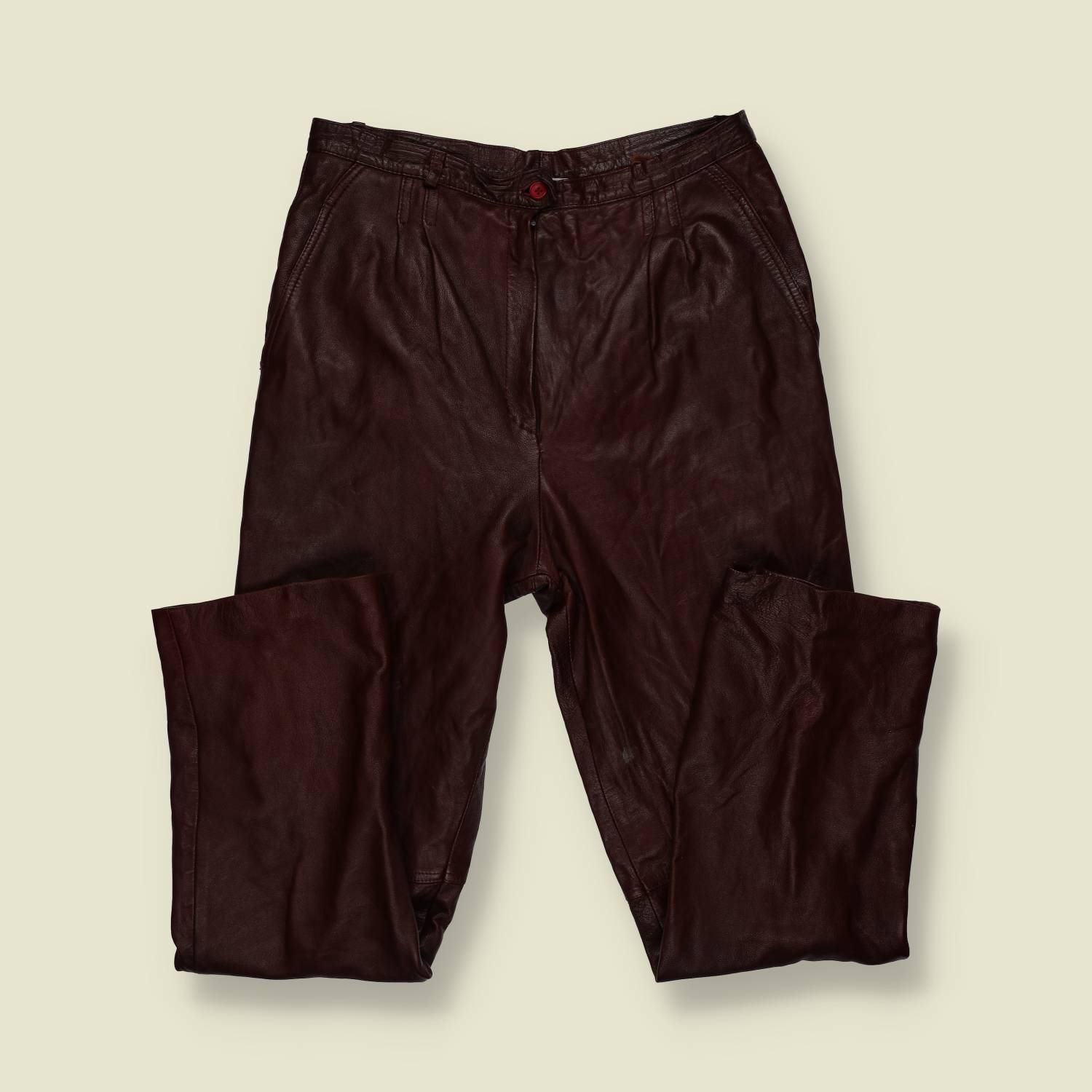 1970s–1980s | Gingette | Leather Trousers | Dark Red - w30