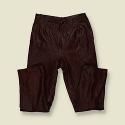 1970s–1980s | Gingette | Leather Trousers | Dark Red - w30