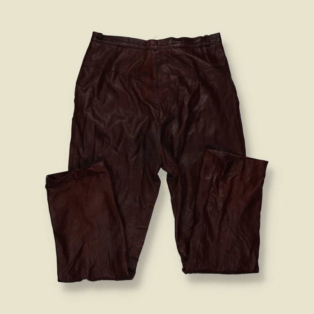 1970s–1980s | Gingette | Leather Trousers | Dark Red - w30