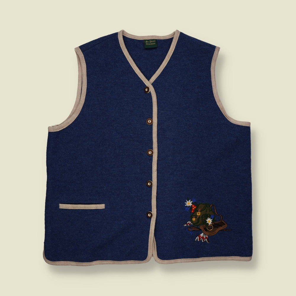 1980s | S.B. Peter | Tirolean Wool Waistcoat | Blue - 22