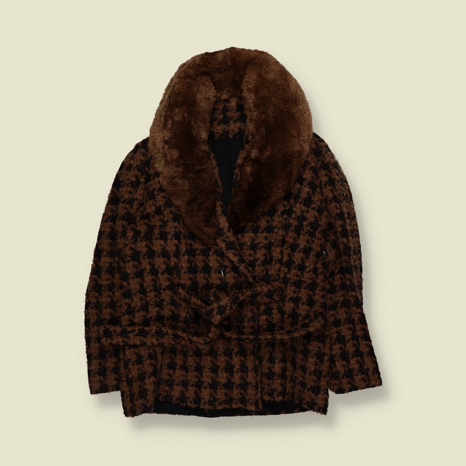 1970s | Brown & Black | Shawl Collar Belted Jacket - 12