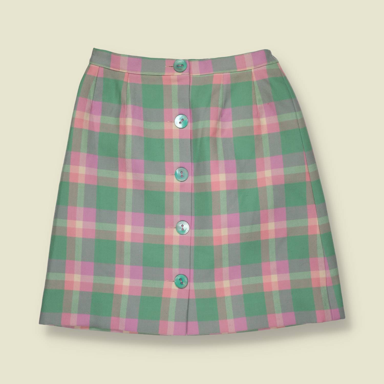 1970s | Wool Blend Checked Skirt - w26