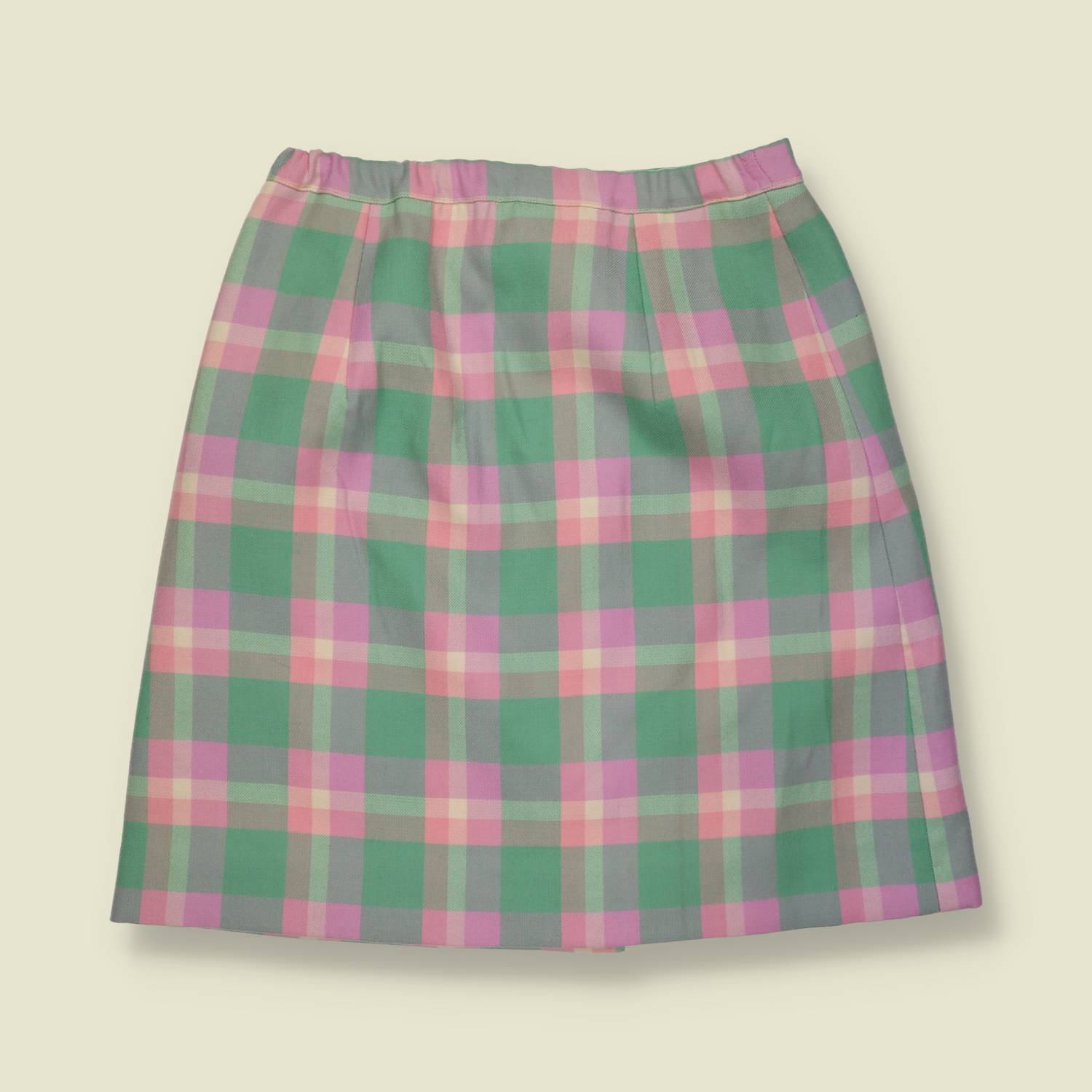 1970s | Wool Blend Checked Skirt - w26