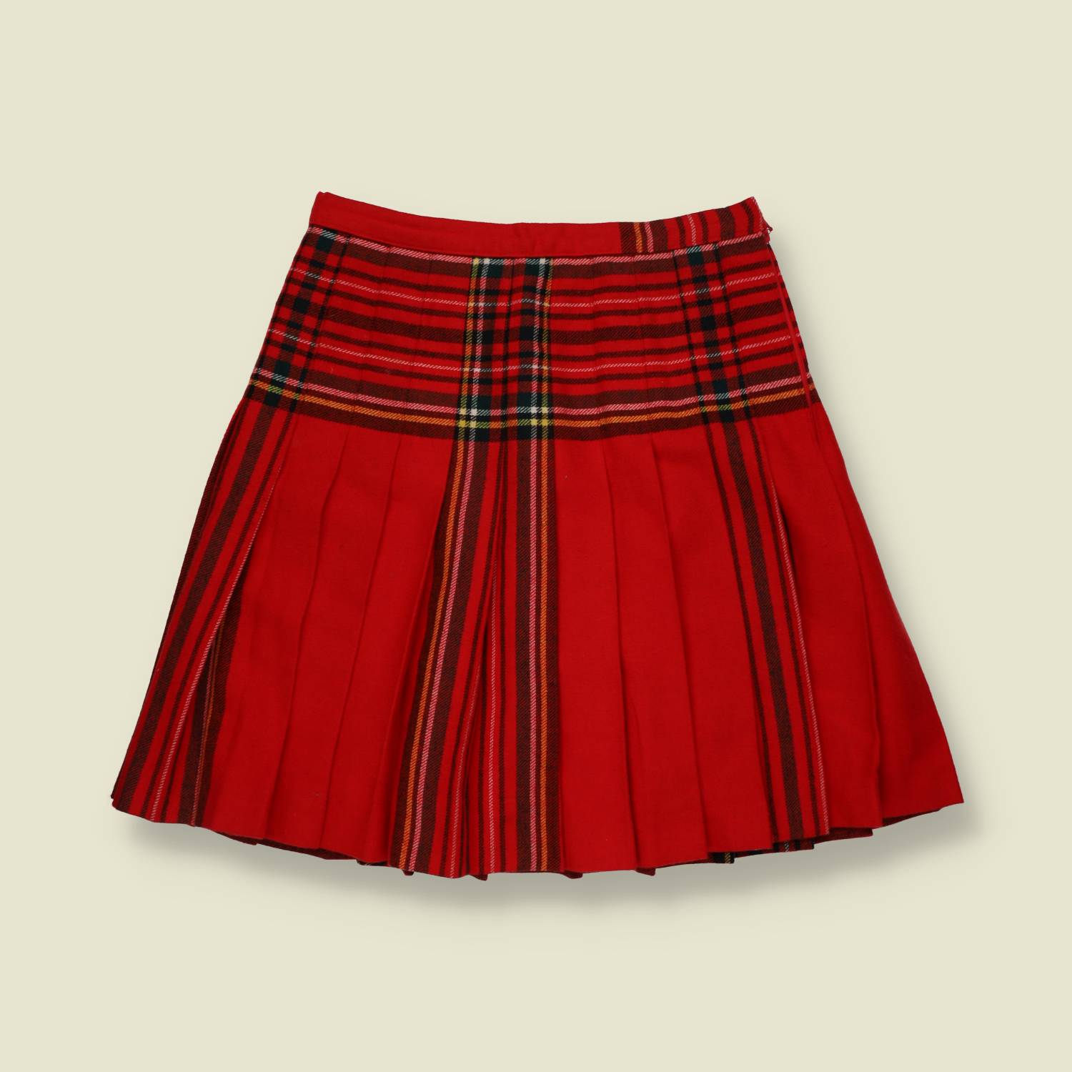 1970s | Red Tartan Pleated Skirt - w28