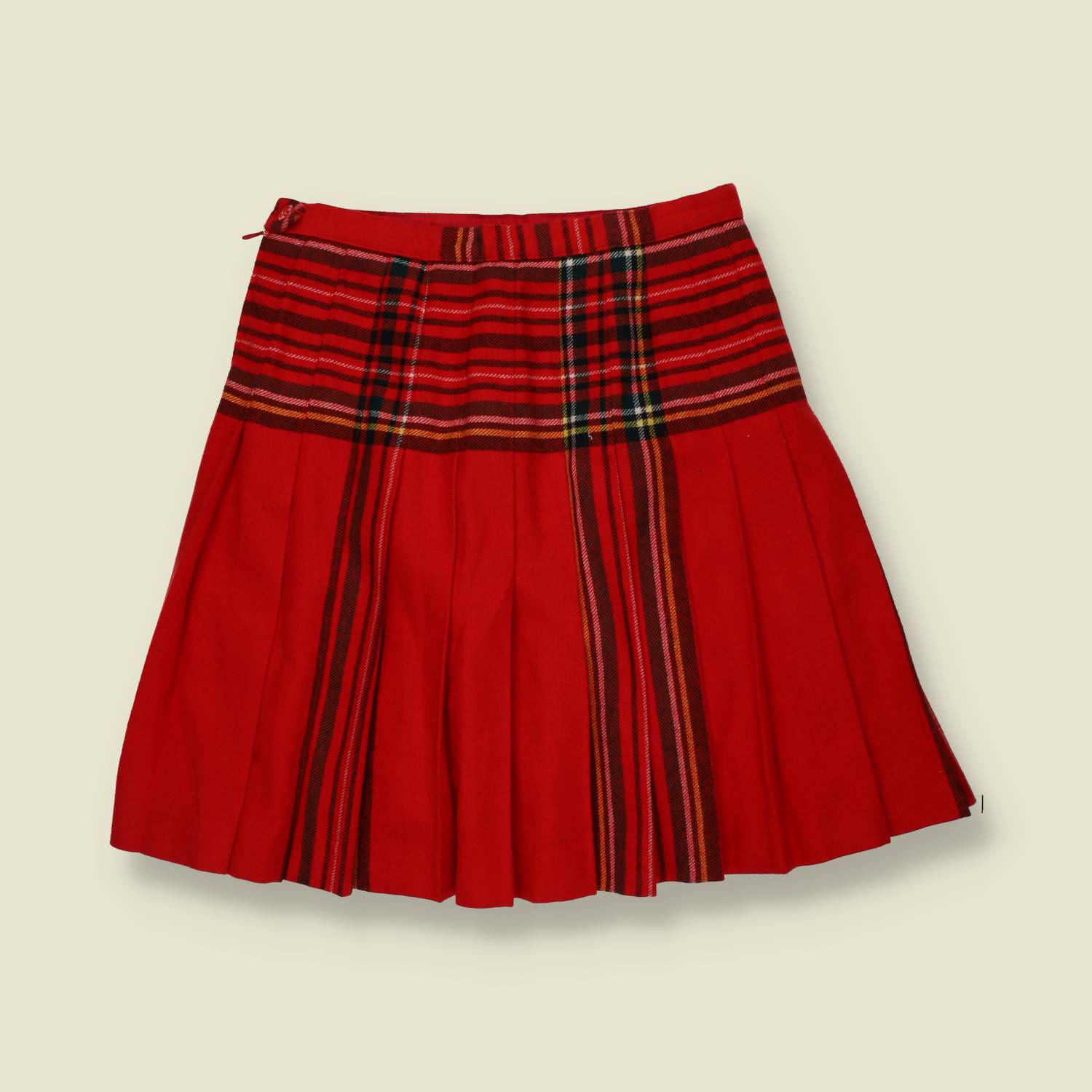 1970s | Red Tartan Pleated Skirt - w28