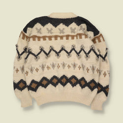 1990s | Hand Knit Wool Jumper | Cream - 14