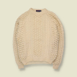 1980s–1990s | Wool Hand Knit Jumper | Cream - 14