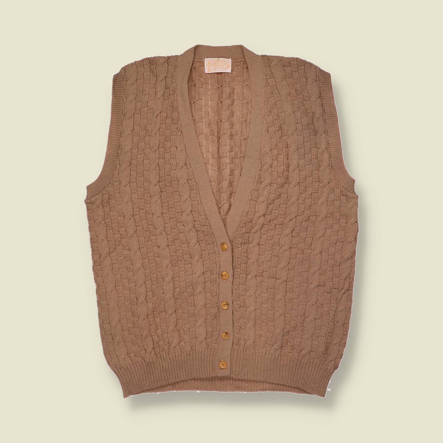 1970s | Pendleton Wool Knit Waistcoat | Brown - 18