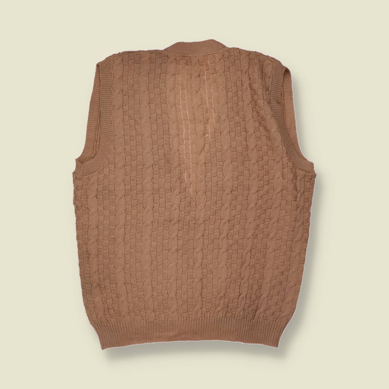 1970s | Pendleton Wool Knit Waistcoat | Brown - 18