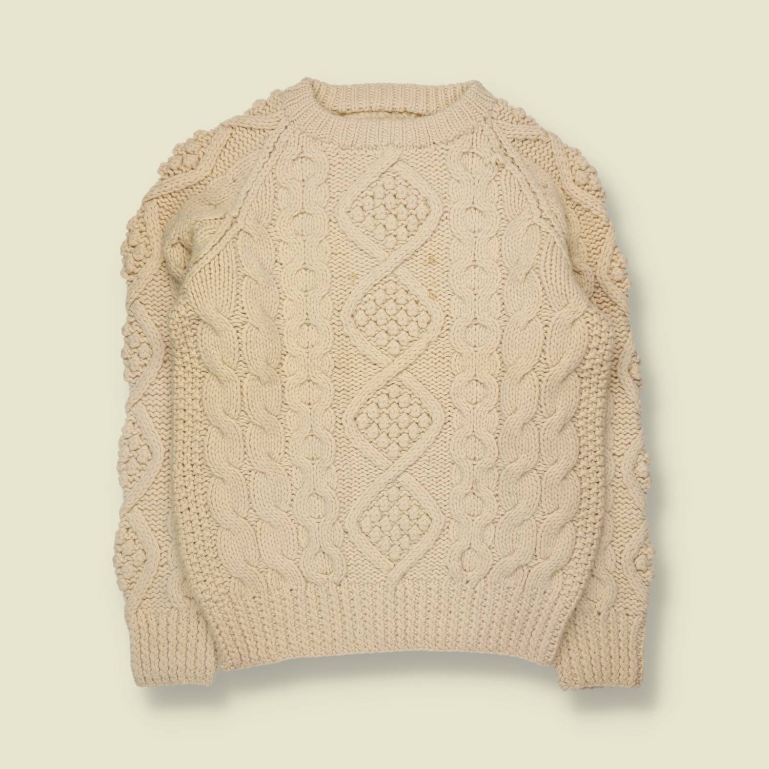 1970s–1980s | Hand Knit Cable Jumper | Cream - 14