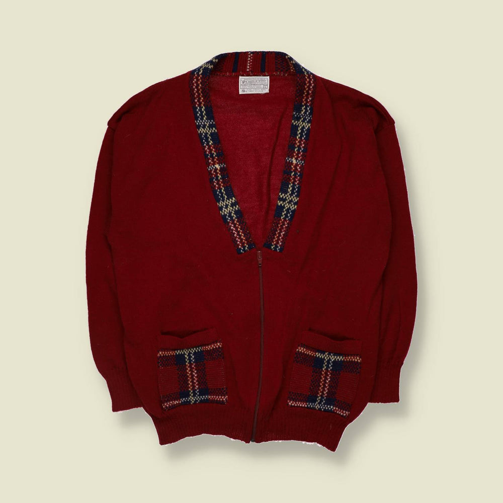 1980s | Pendleton Wool Zip Cardigan | Red - 16