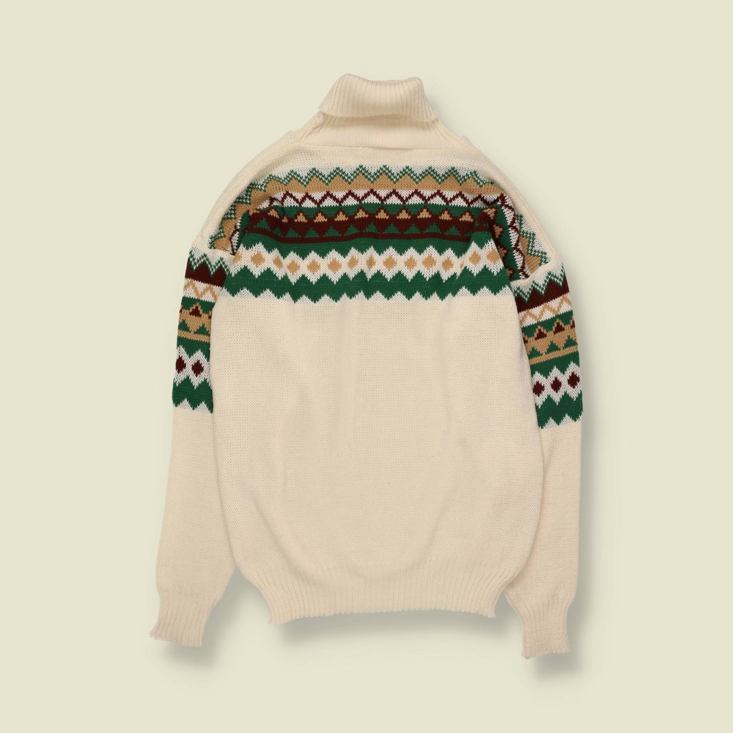 1970s | Made In England Acrylic Roll Neck Jumper | Cream - 12