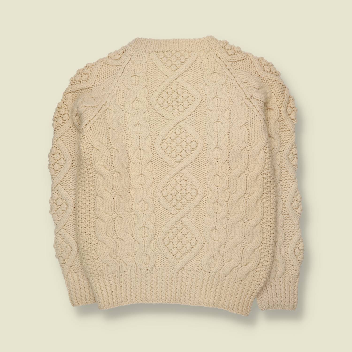 1970s–1980s | Hand Knit Cable Jumper | Cream - 14