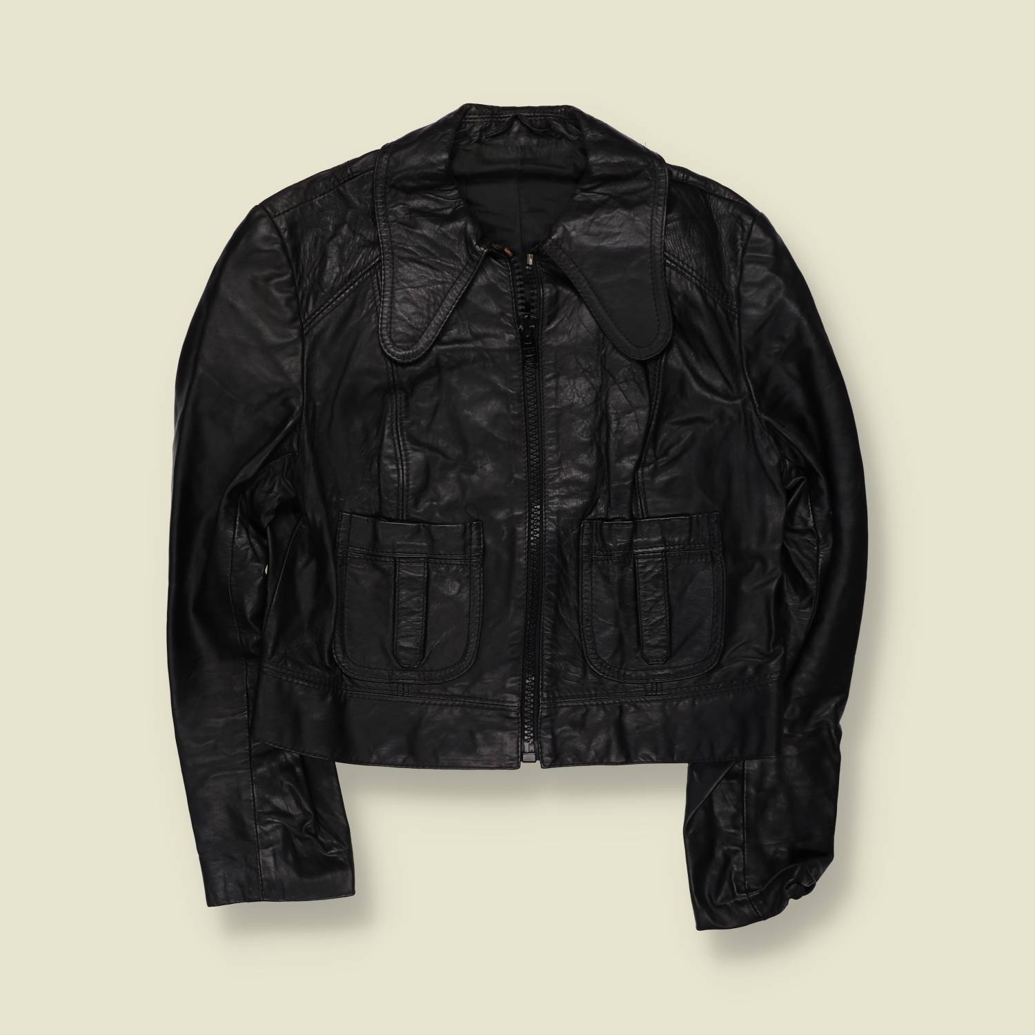 1970s | Black Leather Bomber Jacket - 10