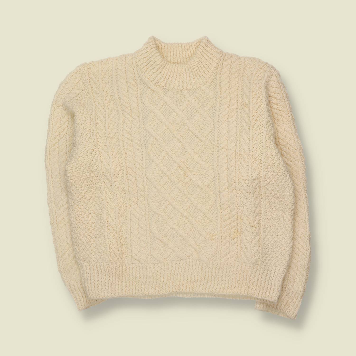 1970s | Hand Knit Cable Jumper | Cream - 16