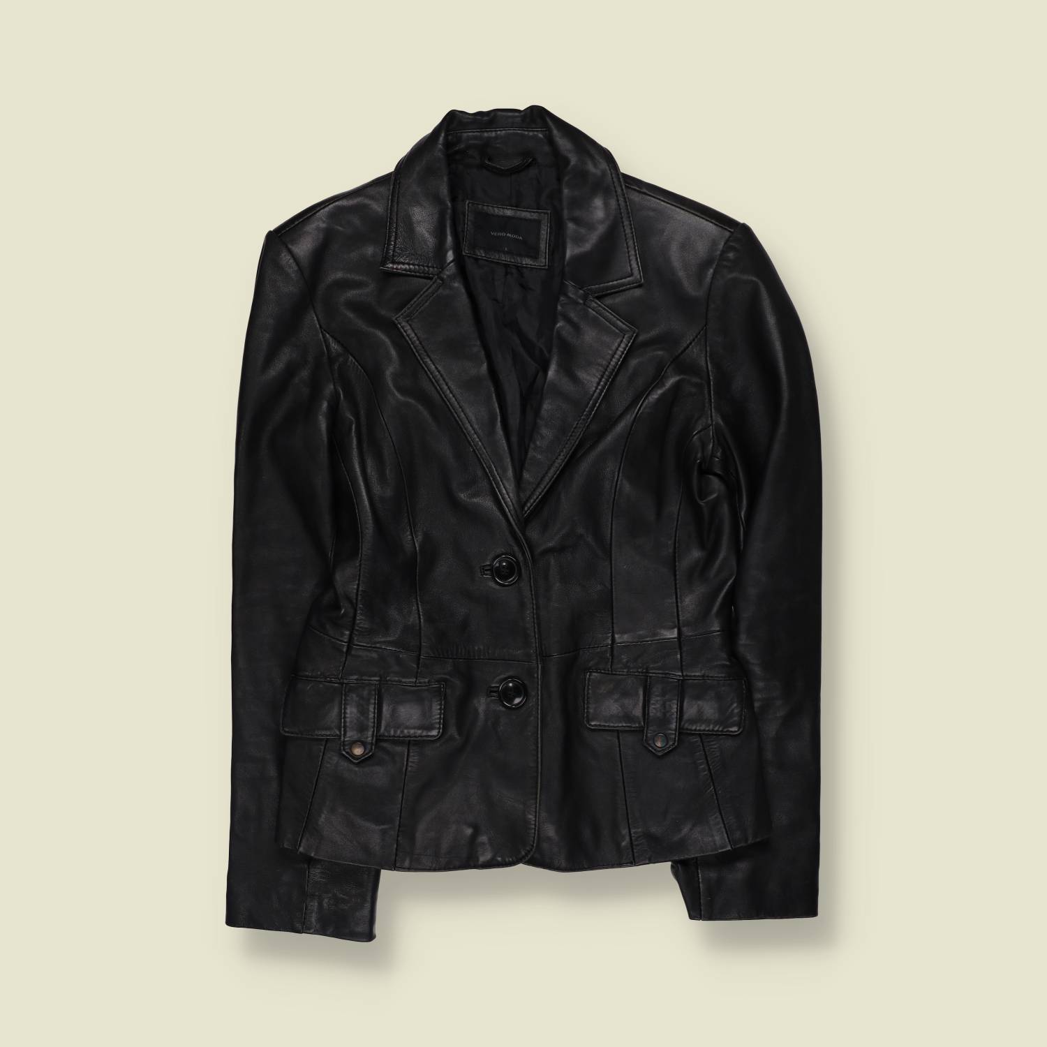 1990s | Vera Moda Leather Jacket | Black - 10
