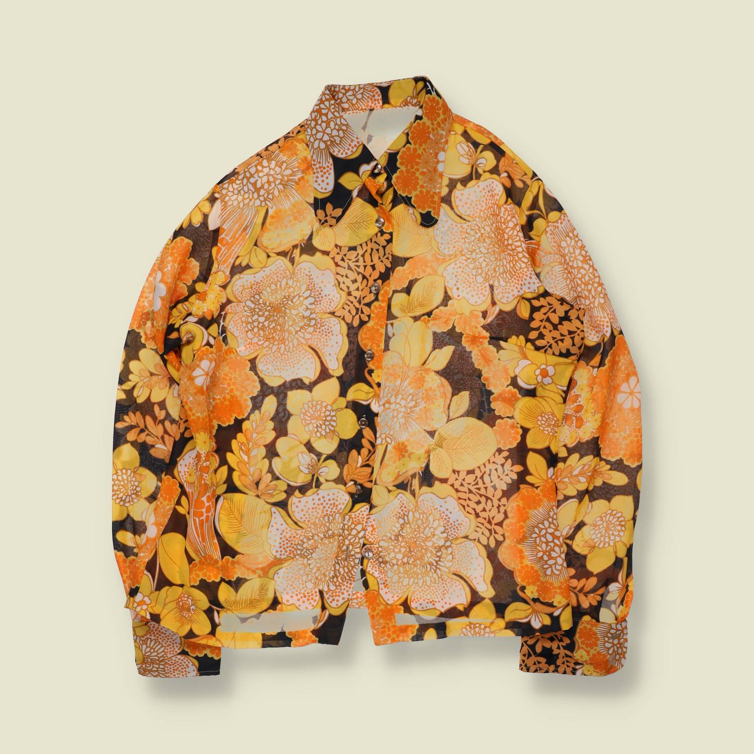 1970s | Floral Blouse | Orange - 16