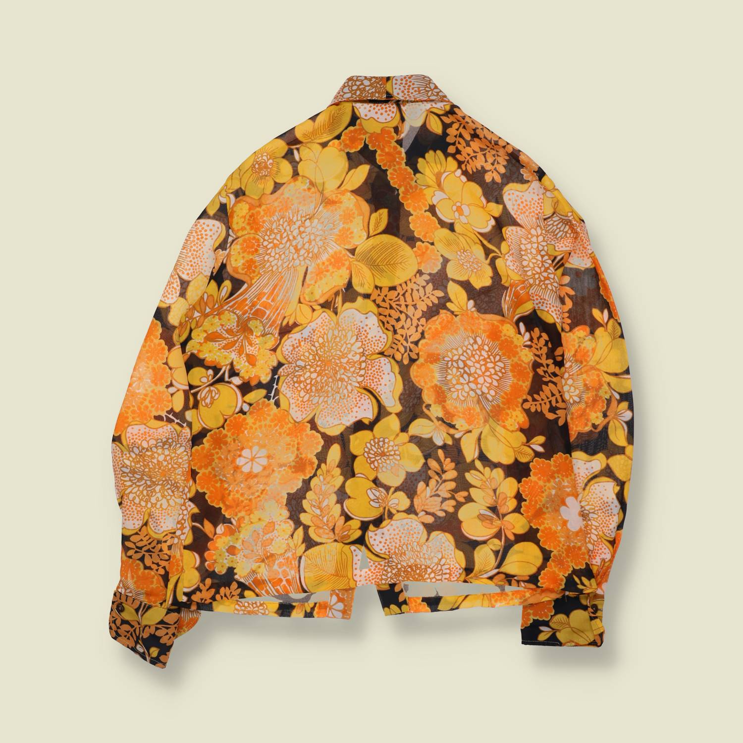1970s | Floral Blouse | Orange - 16