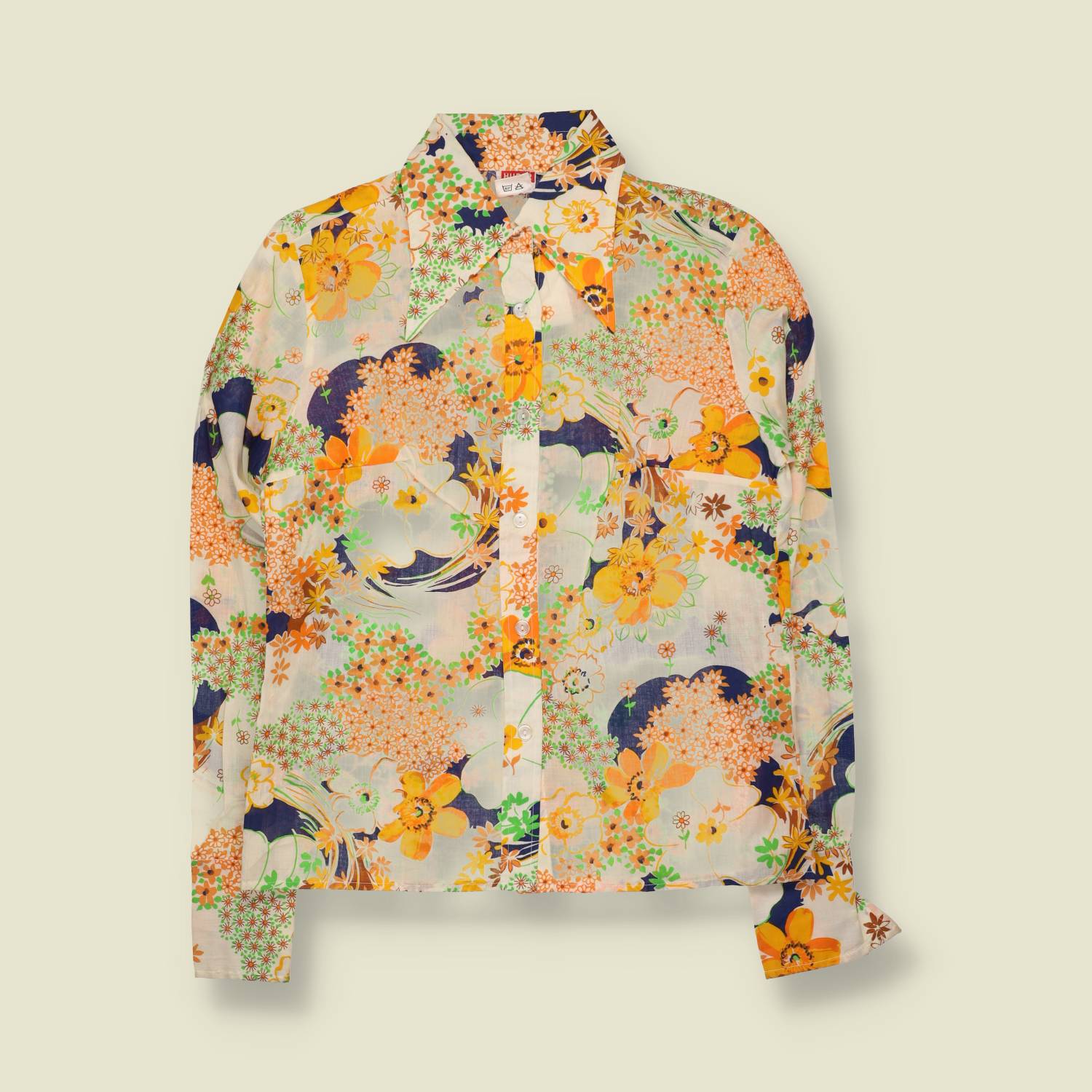 1970s | Huber | Floral Blouse | Cream - 12