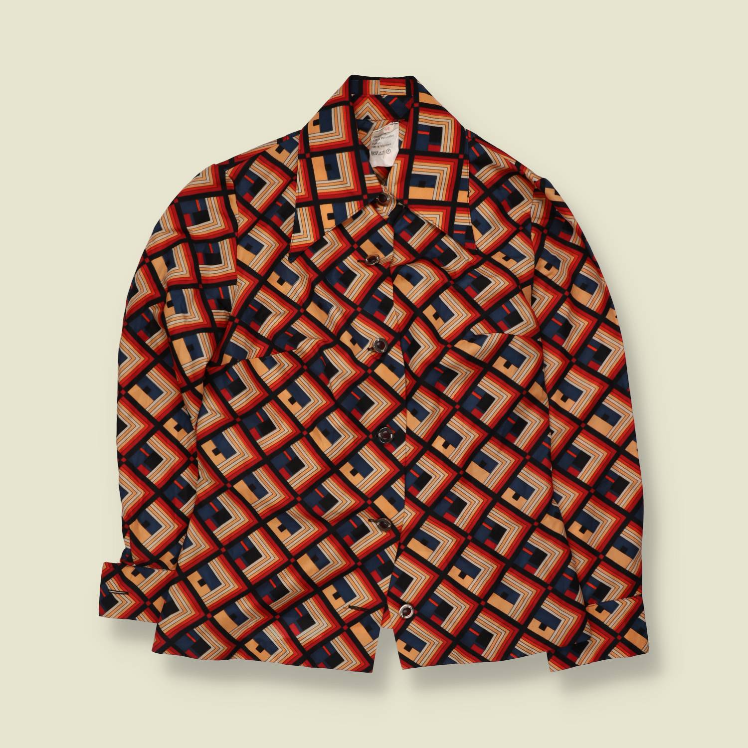 1970s | Geometric Blouse | Red - 12