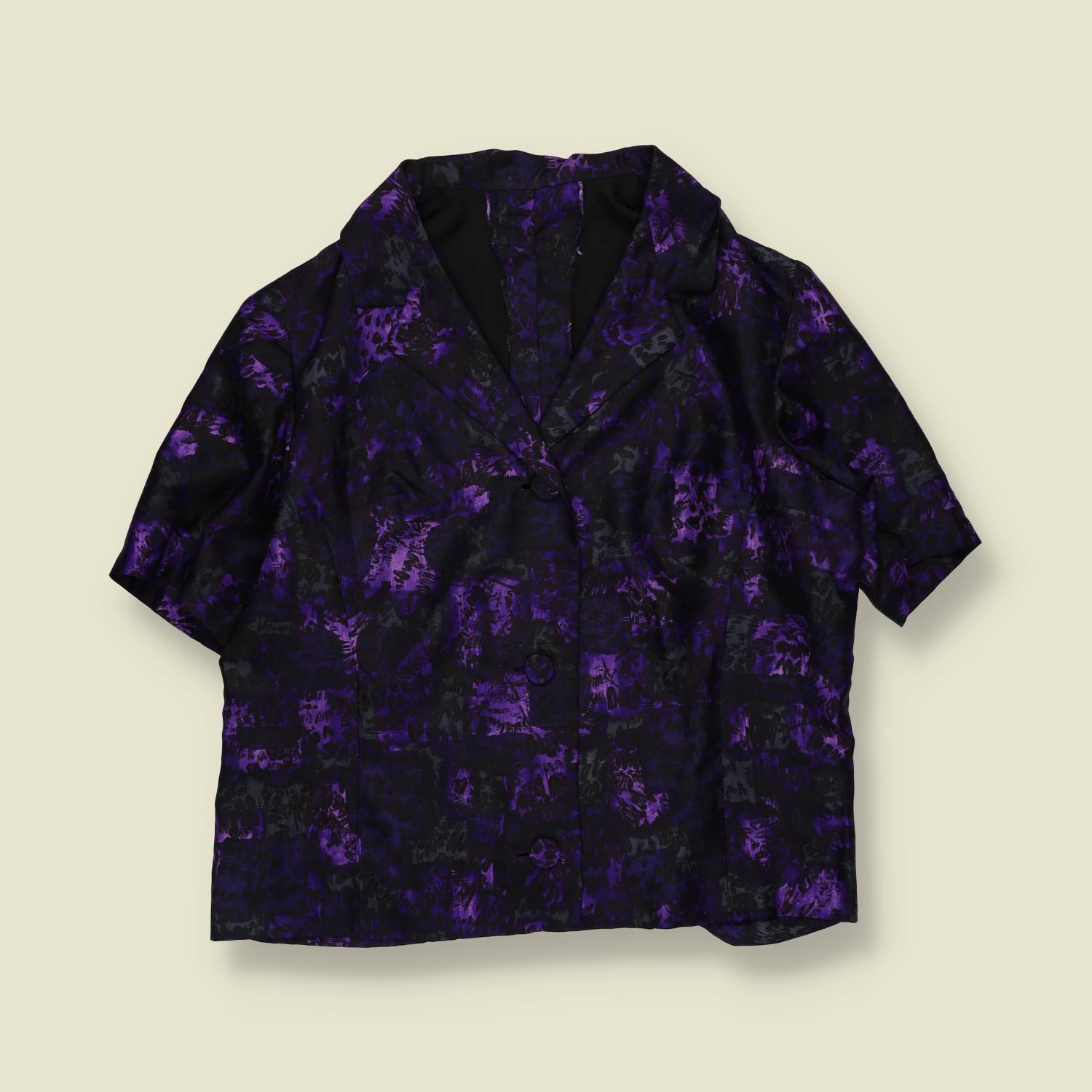 1950s | Printed Blouse | Purple - 16