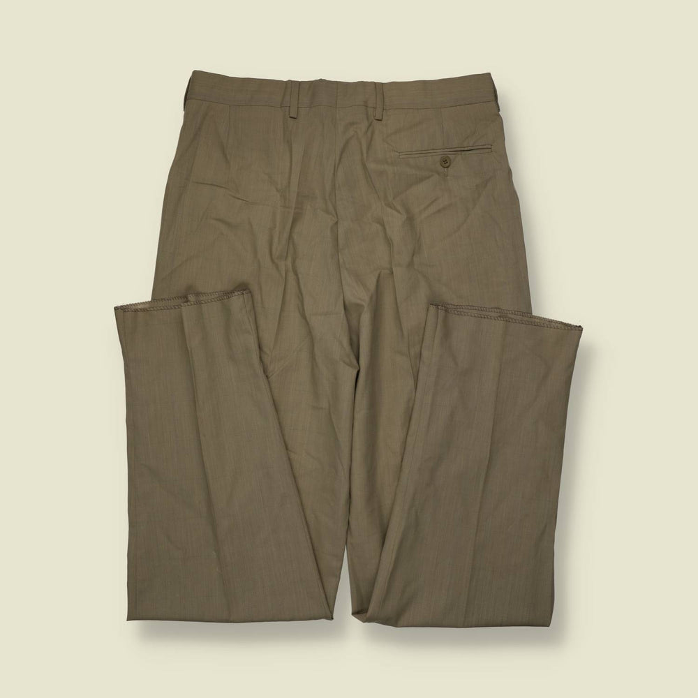1980s | Pleated Trousers | Khaki - w34