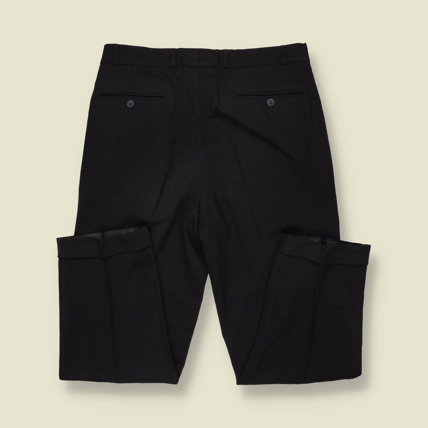 1980s | Carl Gross | Wool Pleated Trousers | Black - w32