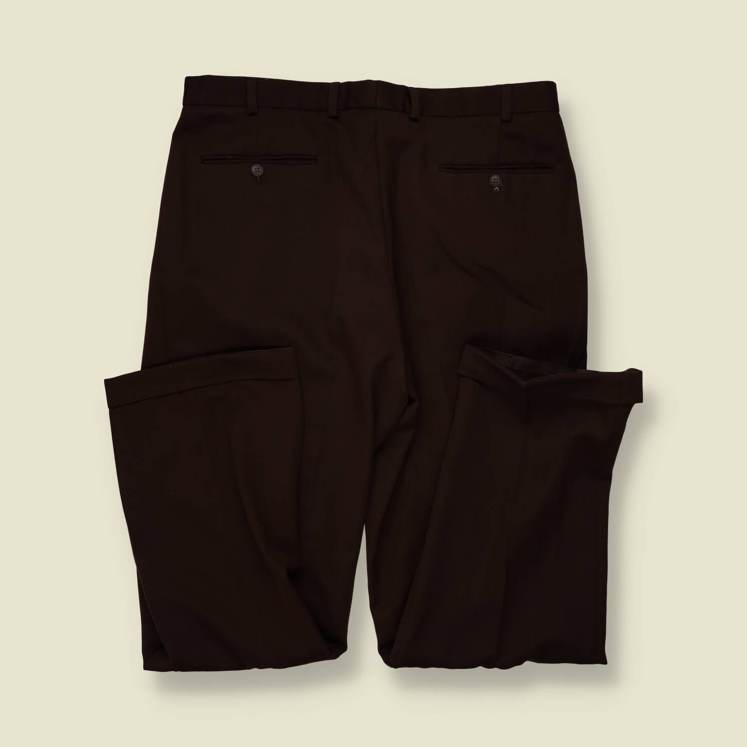 1970s | Pleated Trousers | Dark Brown - w36