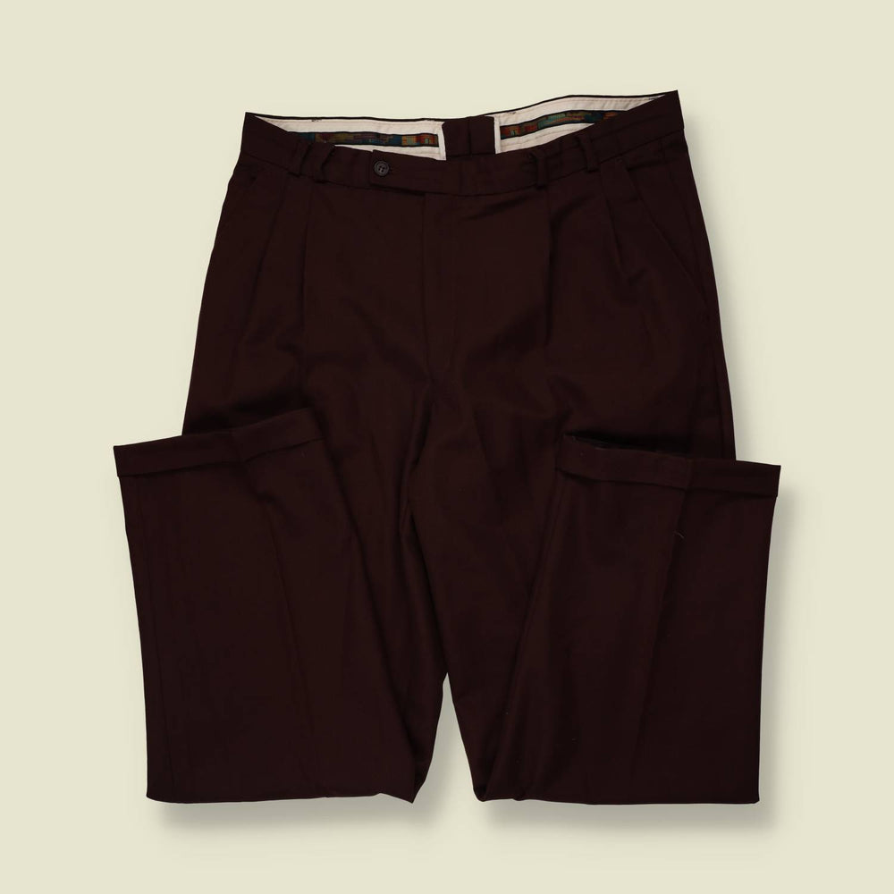 1970s | Pleated Trousers | Burgundy - w34