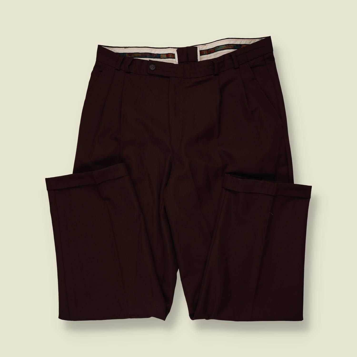 1970s | Pleated Trousers | Burgundy - w34