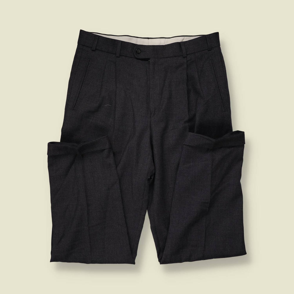 1980s | Pleated Trousers | Charcoal - w34