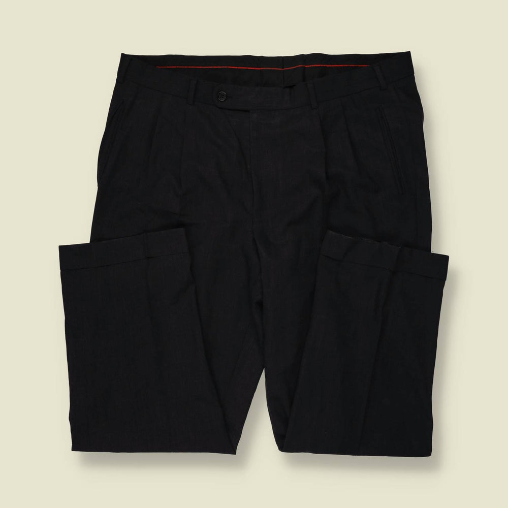 1980s | Hiltl | Wool Pleated Trousers | Black - w40